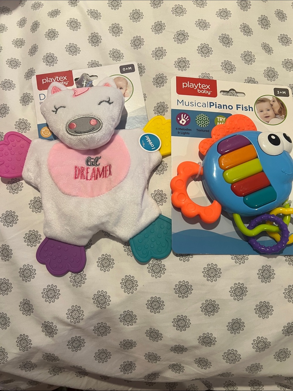 Playtex Dreamer plush doll teether & Musical Piano Fish